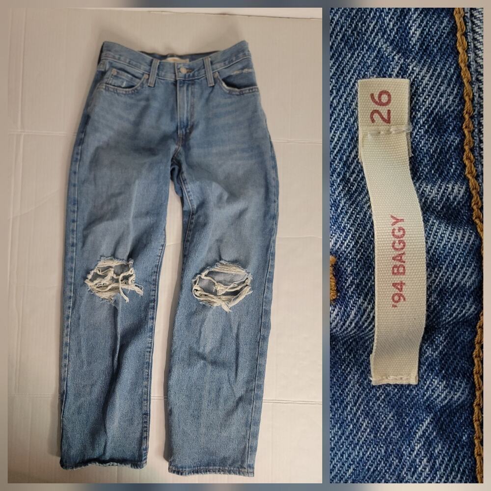 Levi's 94' Baggy Distressed Jeans Size 26 Retro Loose Boyfriend Drapey